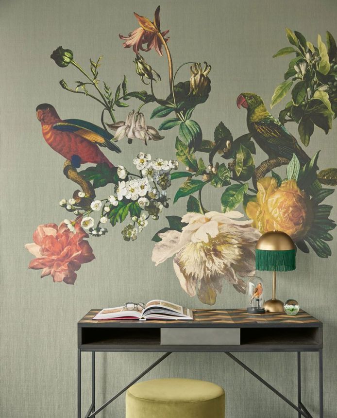 Non-woven mural wallpaper Flowers, Parrots 307402, 210 x 280 cm, Museum, Eijffinger