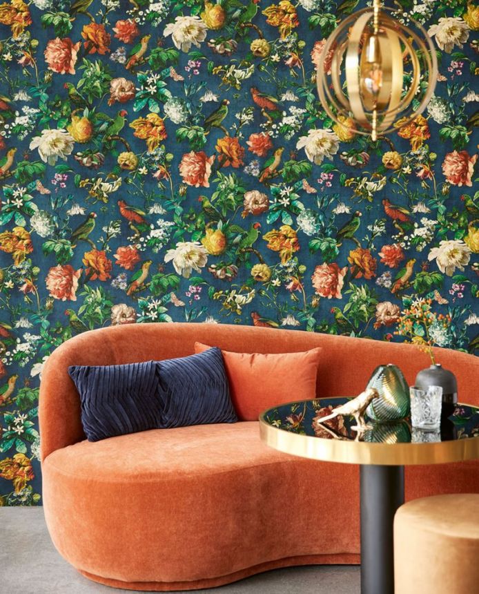 Luxury non-woven wallpaper Parrots, Flowers, 307306, Museum, Eijffinger