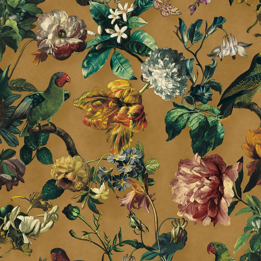 Luxury non-woven wallpaper Birds, Flowers, 307303, Museum, Eijffinger