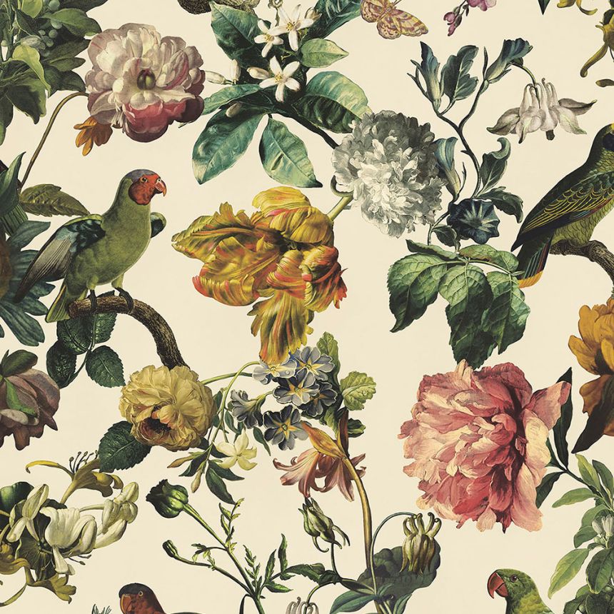 Luxury non-woven wallpaper Birds, Flowers, 307301, Museum, Eijffinger