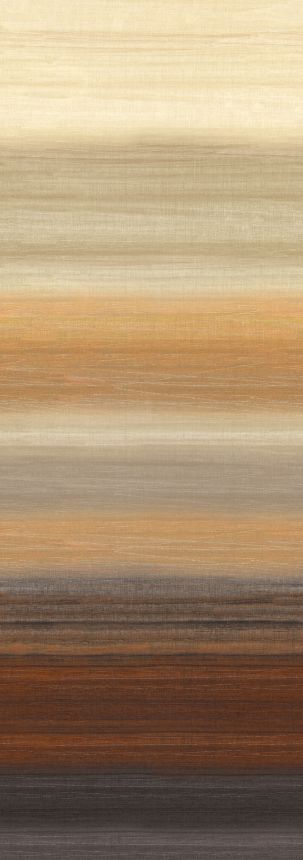 Mural wallpaper, fabric effect, orange, brown, stripes, DGRIC201-300, Serica, Masureel