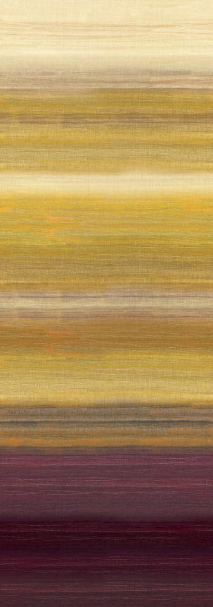Mural wallpaper, fabric effect, brown, yellow, stripes, DGRIC204-300, Serica, Masureel
