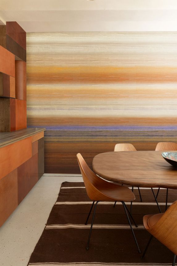 Mural wallpaper, fabric effect, orange, beige, stripes, DGRIC205-260, Serica, Masureel