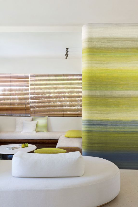 Mural wallpaper, fabric effect, green, blue, stripes, DGRIC206-300, Serica, Masureel