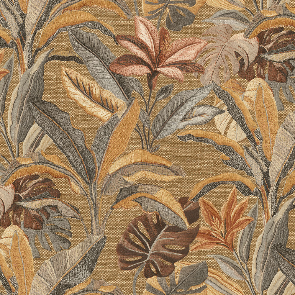 Luxury wallpaper, brown, flowers, leaves, 73801, Tendenze, Emiliana Parati
