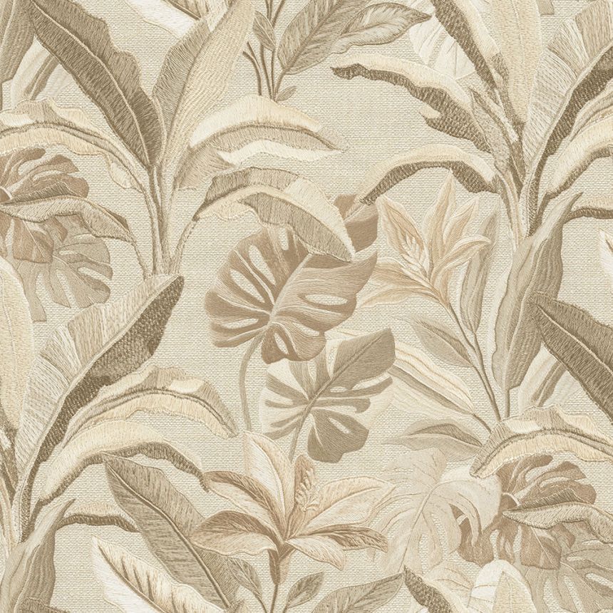 Luxury wallpaper, beige-gold, flowers, leaves, 73803, Tendenze, Emiliana Parati