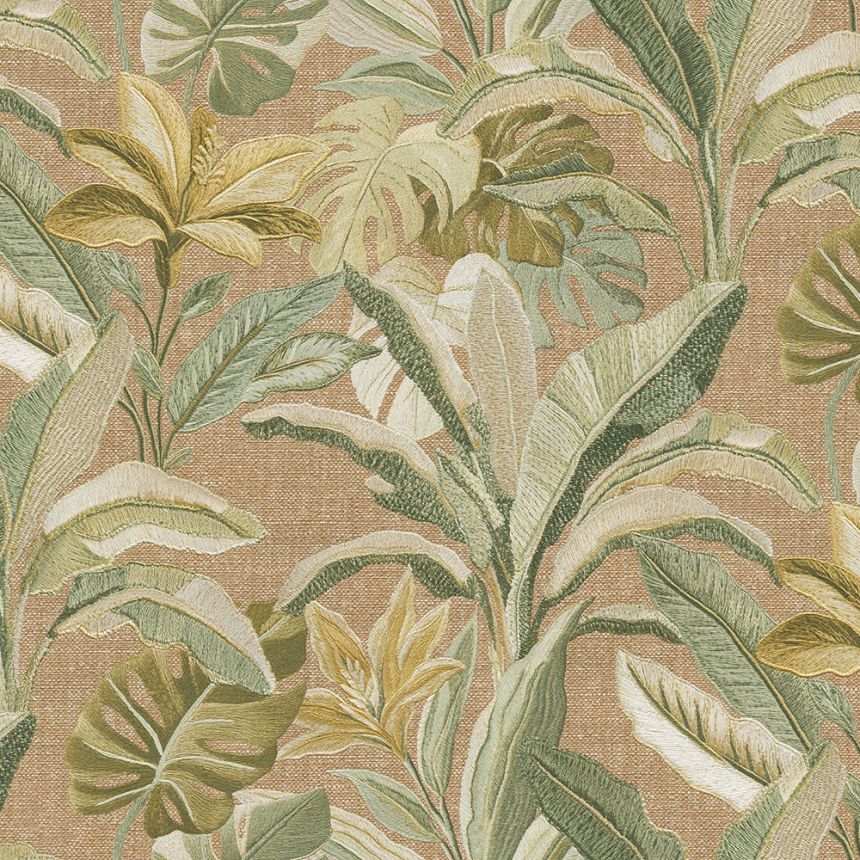 Luxury wallpaper, brown-green, flowers, leaves, 73806, Tendenze, Emiliana Parati