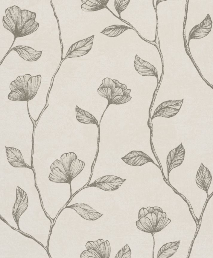 Non-woven wallpaper, beige, cream, Leaves, Flowers, 34804, Up to Date, Marburg