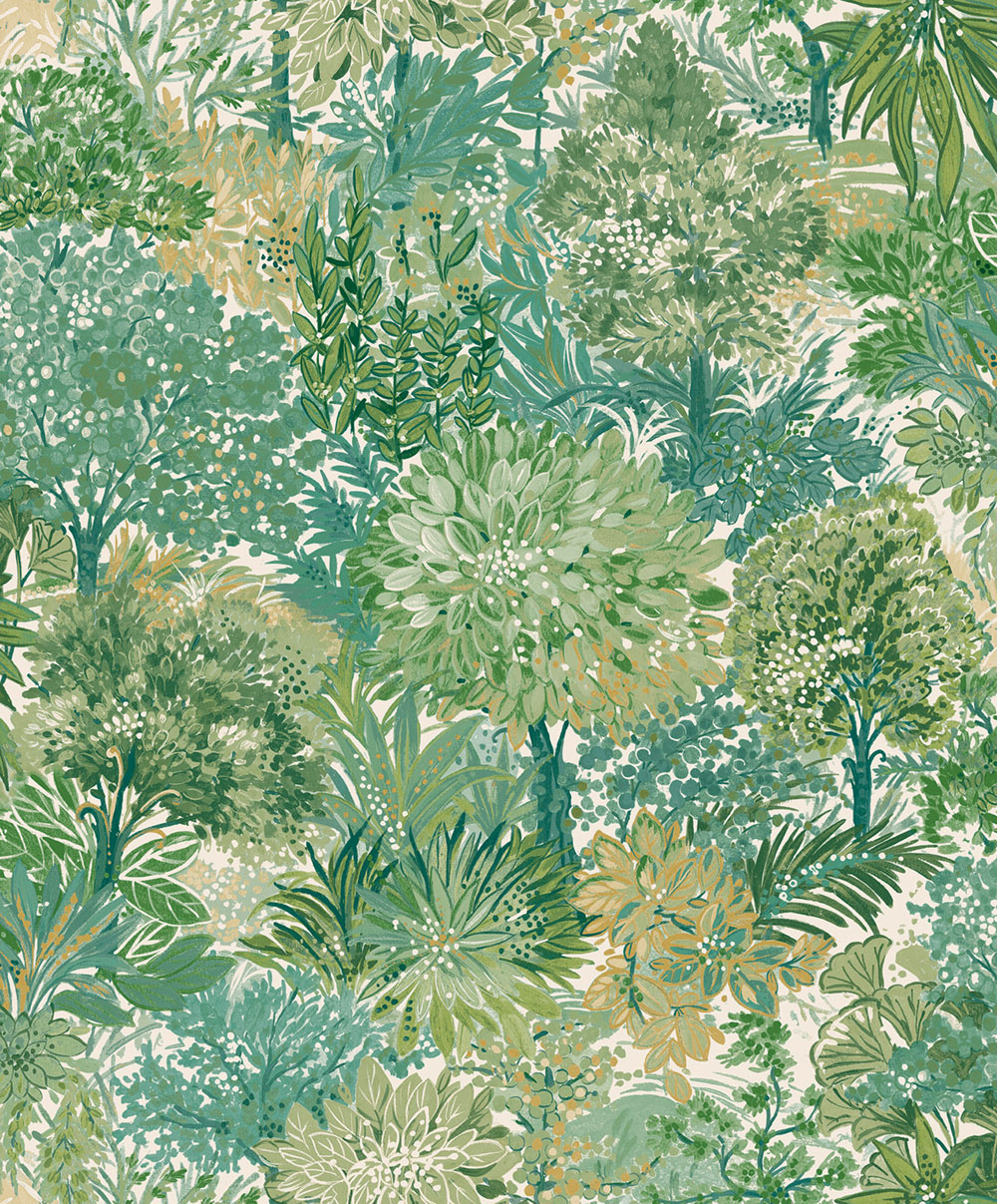 Wallpaper, green, trees, A78602, Inia, Grandeco