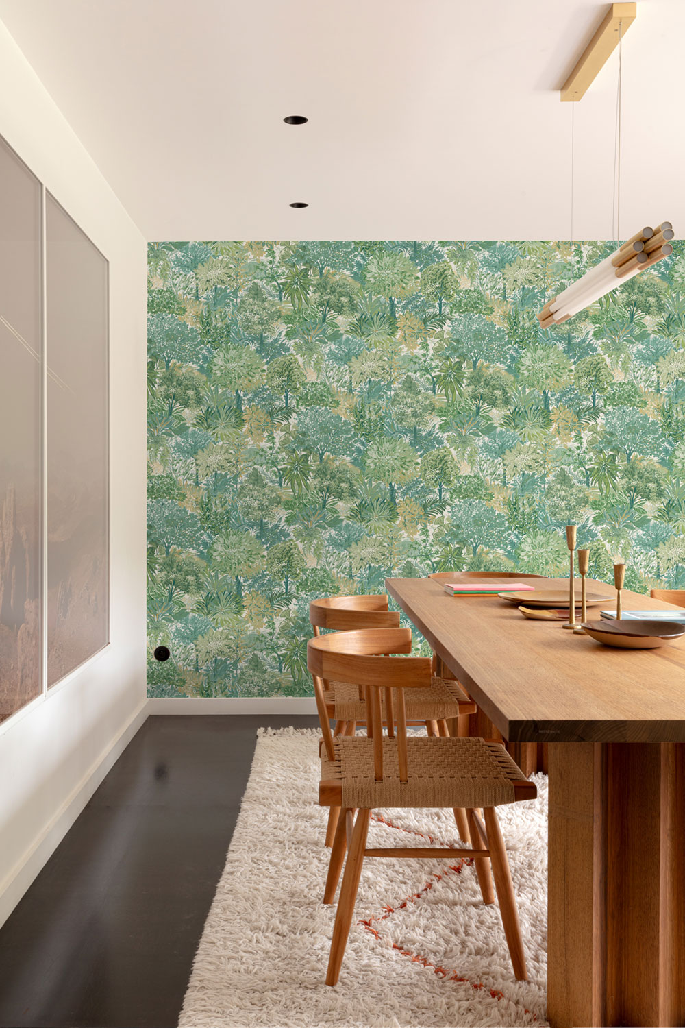 Wallpaper, green, trees, A78602, Inia, Grandeco