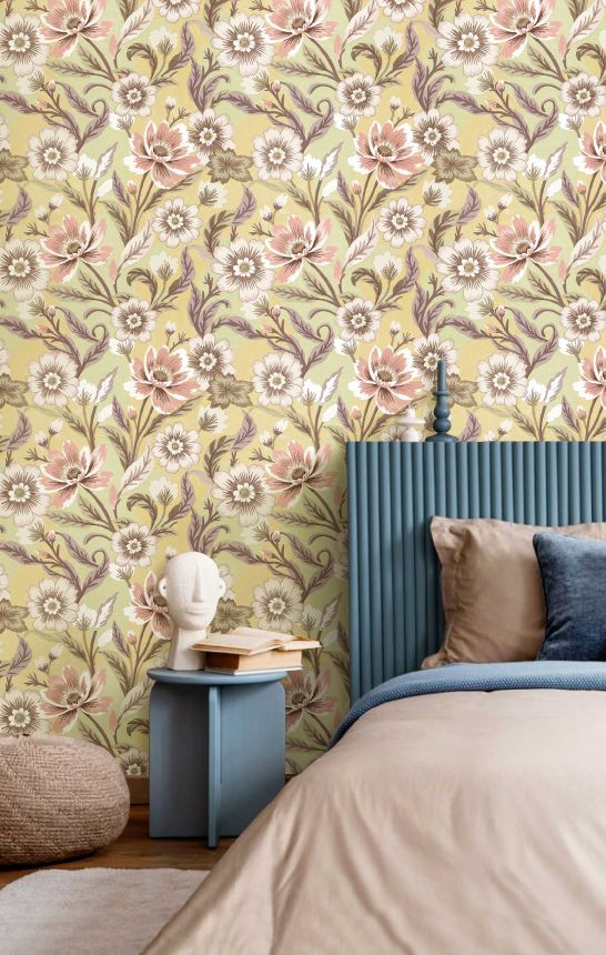 Wallpaper, ochre, flowers, 2011, Rio, Parato by Cristiana Masi