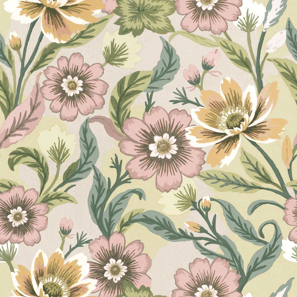 Wallpaper, grey-beige, flowers, 2012, Rio, Parato by Cristiana Masi