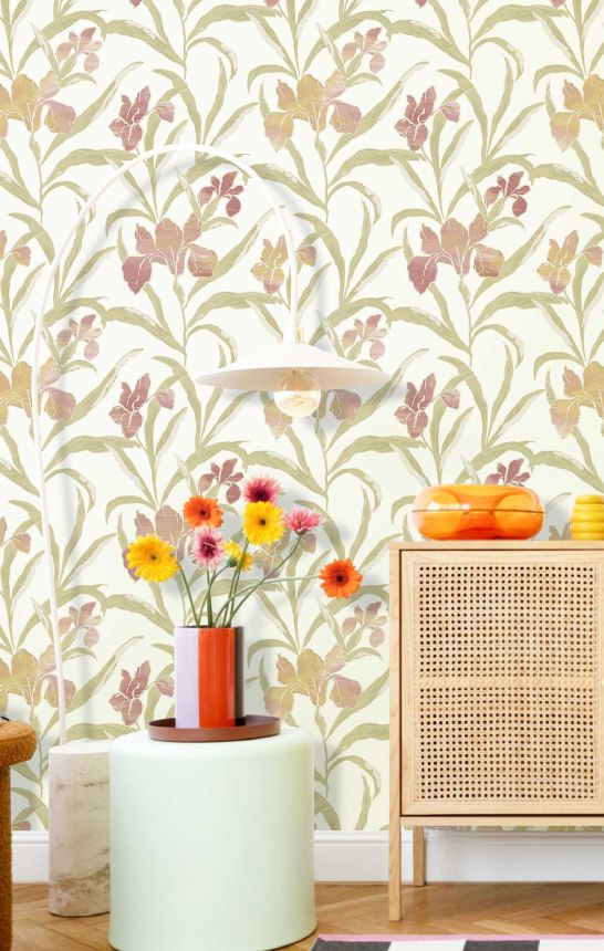 Wallpaper, pink-green, flowers, 2021, Rio, Parato by Cristiana Masi