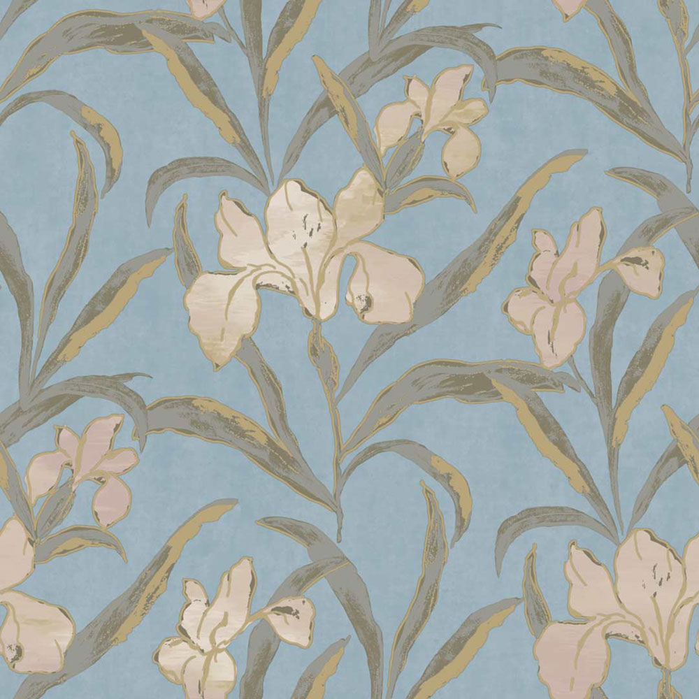 Wallpaper, blue, flowers, 2024, Rio, Parato by Cristiana Masi