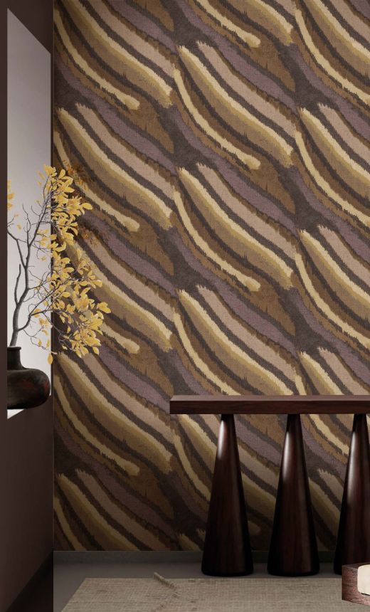 Wallpaper, brown-purple, fabric effect, 2028, Rio, Parato by Cristiana Masi