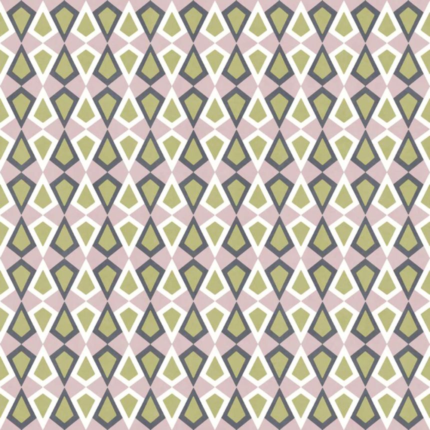 Geometric wallpaper, green, lilac, 2036, Rio, Parato by Cristiana Masi