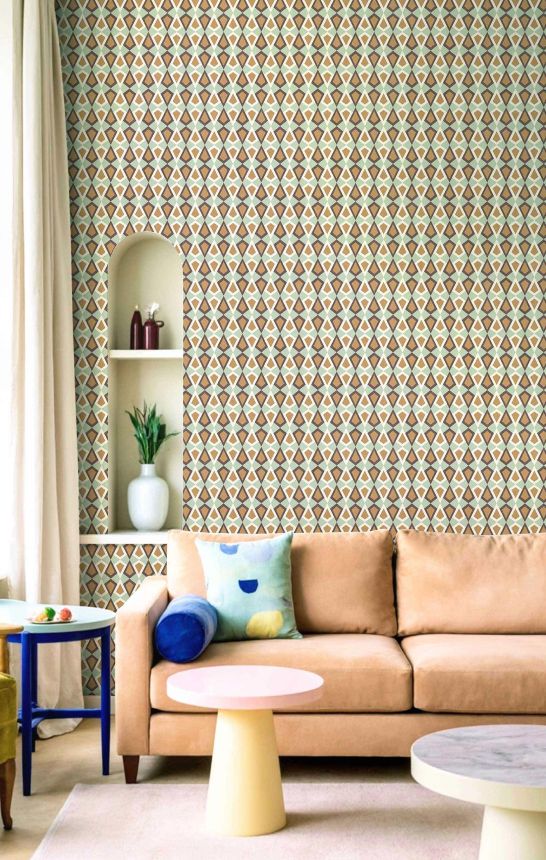 Geometric wallpaper, green-brown, 2037, Rio, Parato by Cristiana Masi