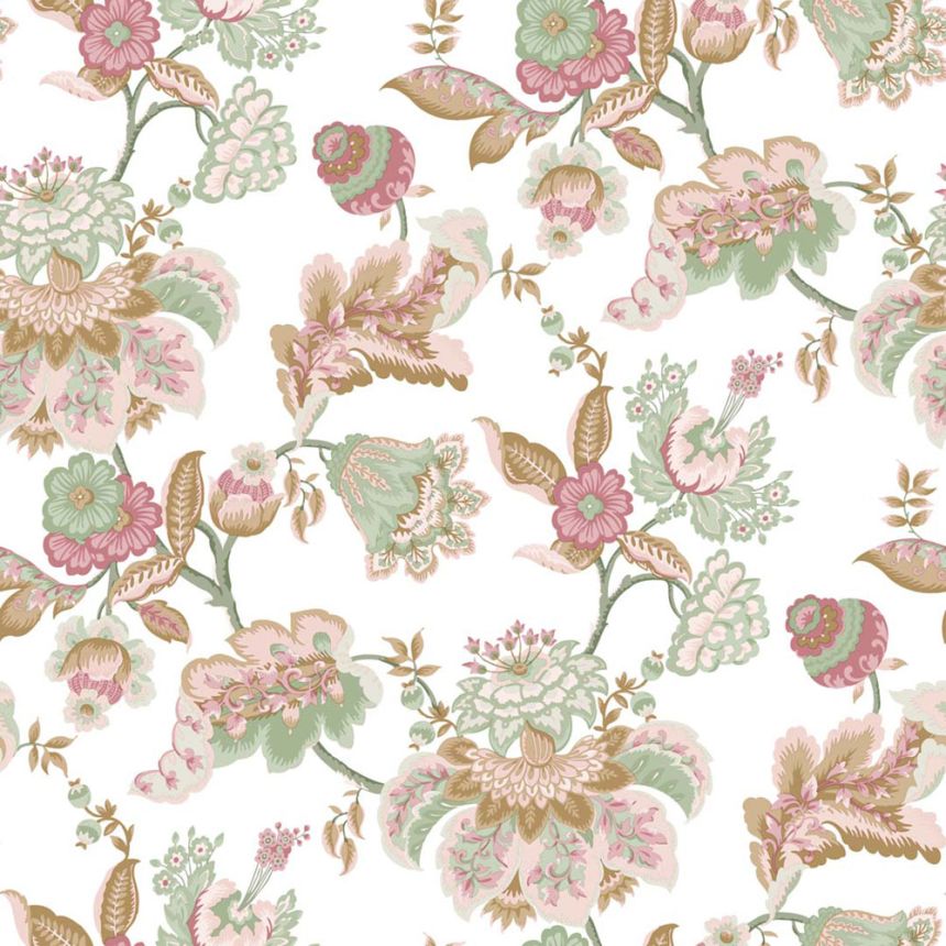 Wallpaper, pink-green, flowers, 8300, Blooming Garden 2, Parato by Cristiana Masi