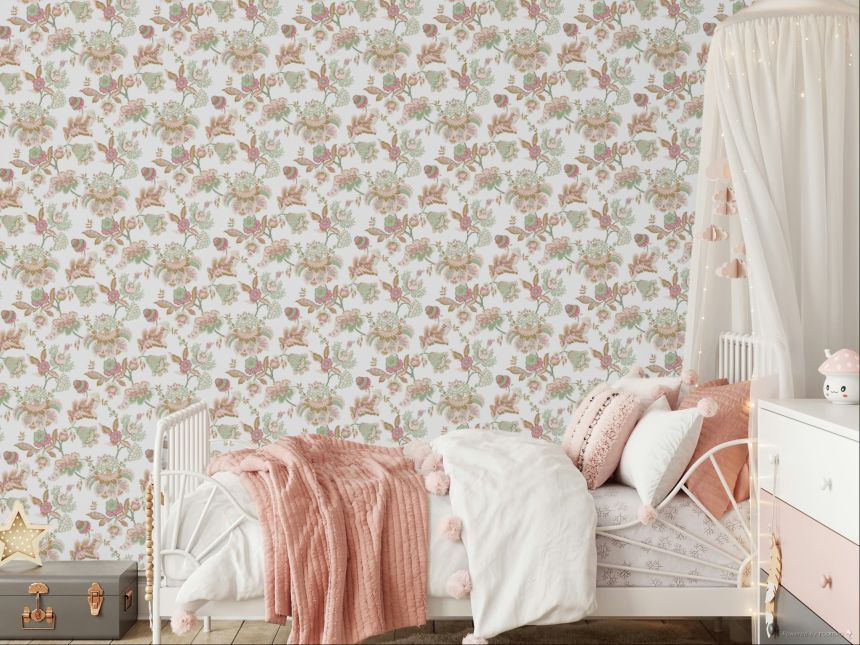 Wallpaper, pink-green, flowers, 8300, Blooming Garden 2, Parato by Cristiana Masi