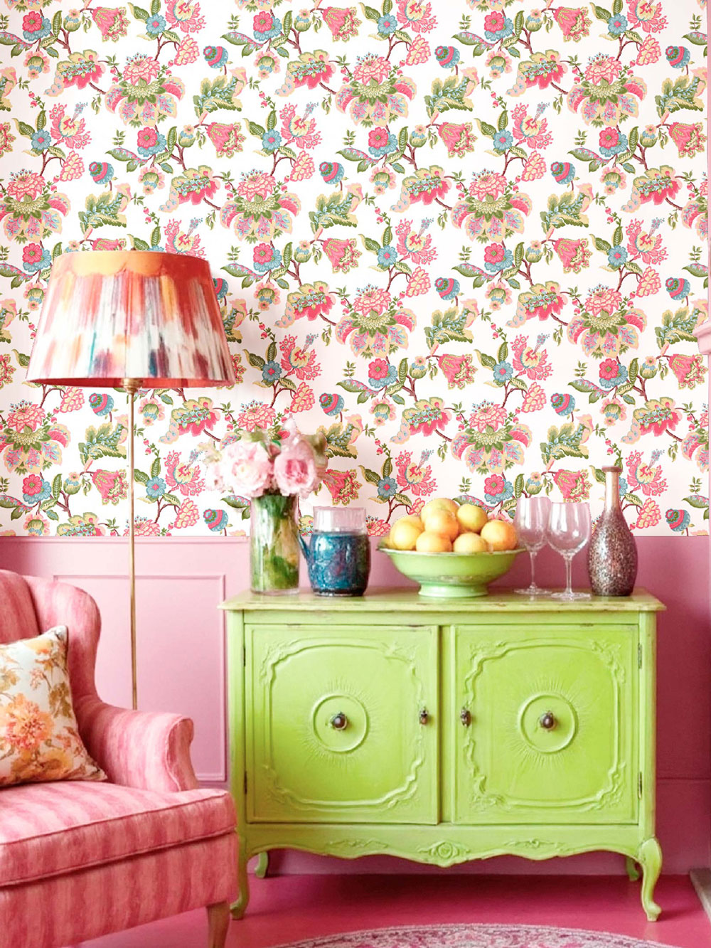 Wallpaper, pink, flowers, 8301, Blooming Garden 2, Parato by Cristiana Masi