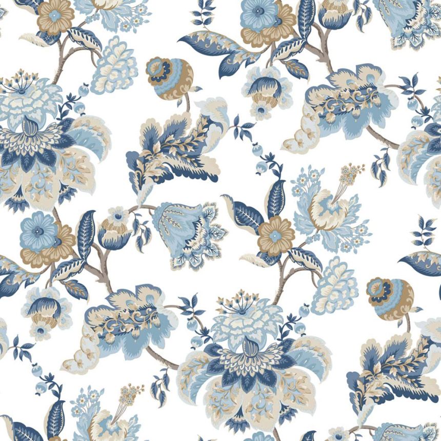 Wallpaper, blue, flowers, 8303, Blooming Garden 2, Parato by Cristiana Masi