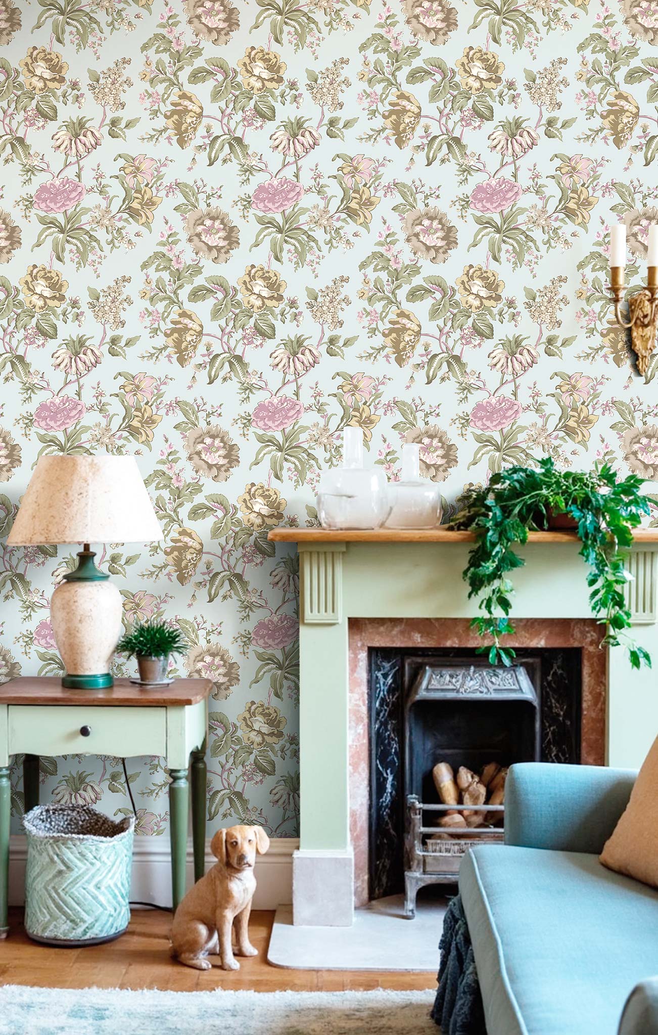 Wallpaper, blue, flowers, 8307, Blooming Garden 2, Parato by Cristiana Masi