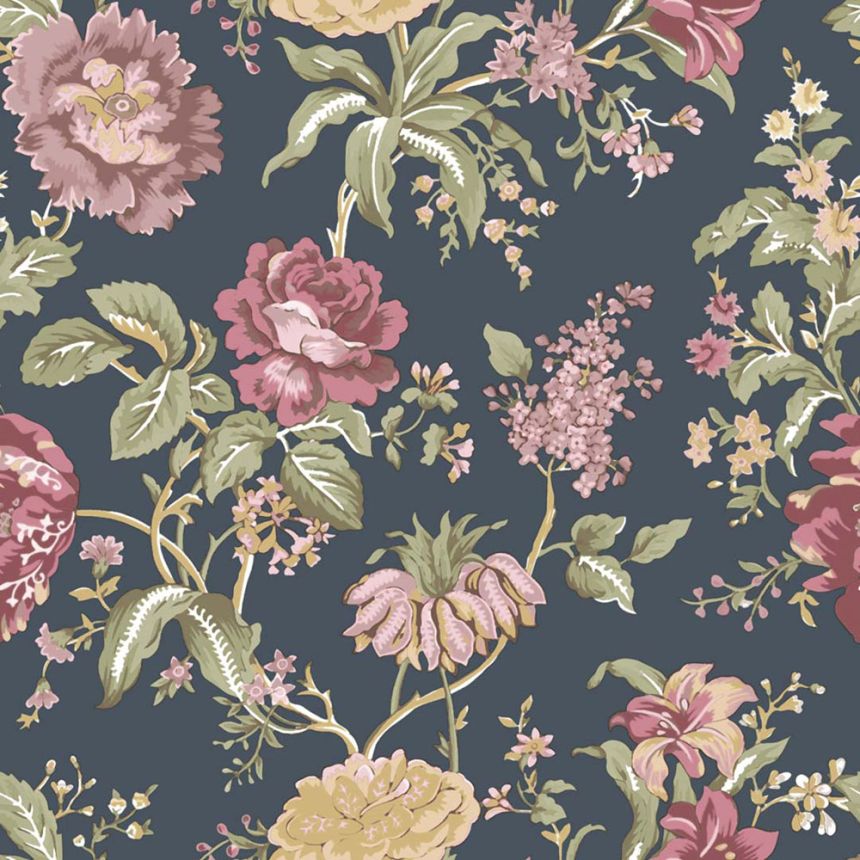 Wallpaper, black, flowers, 8308, Blooming Garden 2, Parato by Cristiana Masi