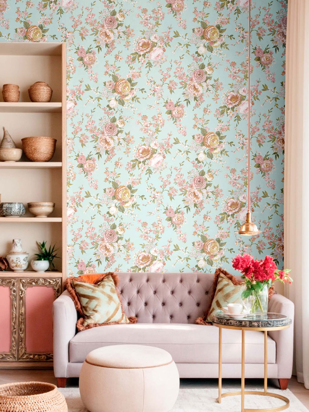 Wallpaper, blue, flowers, 8311, Blooming Garden 2, Parato by Cristiana Masi