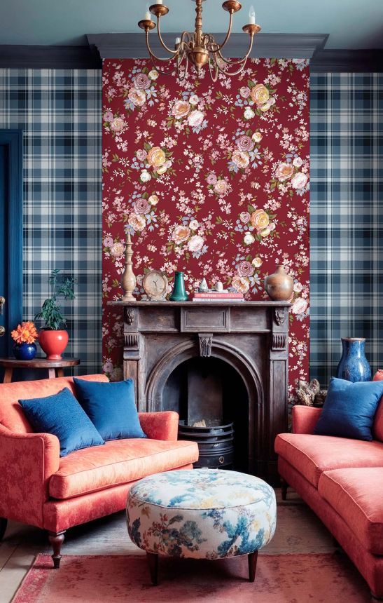 Wallpaper, red, flowers, 8312, Blooming Garden 2, Parato by Cristiana Masi