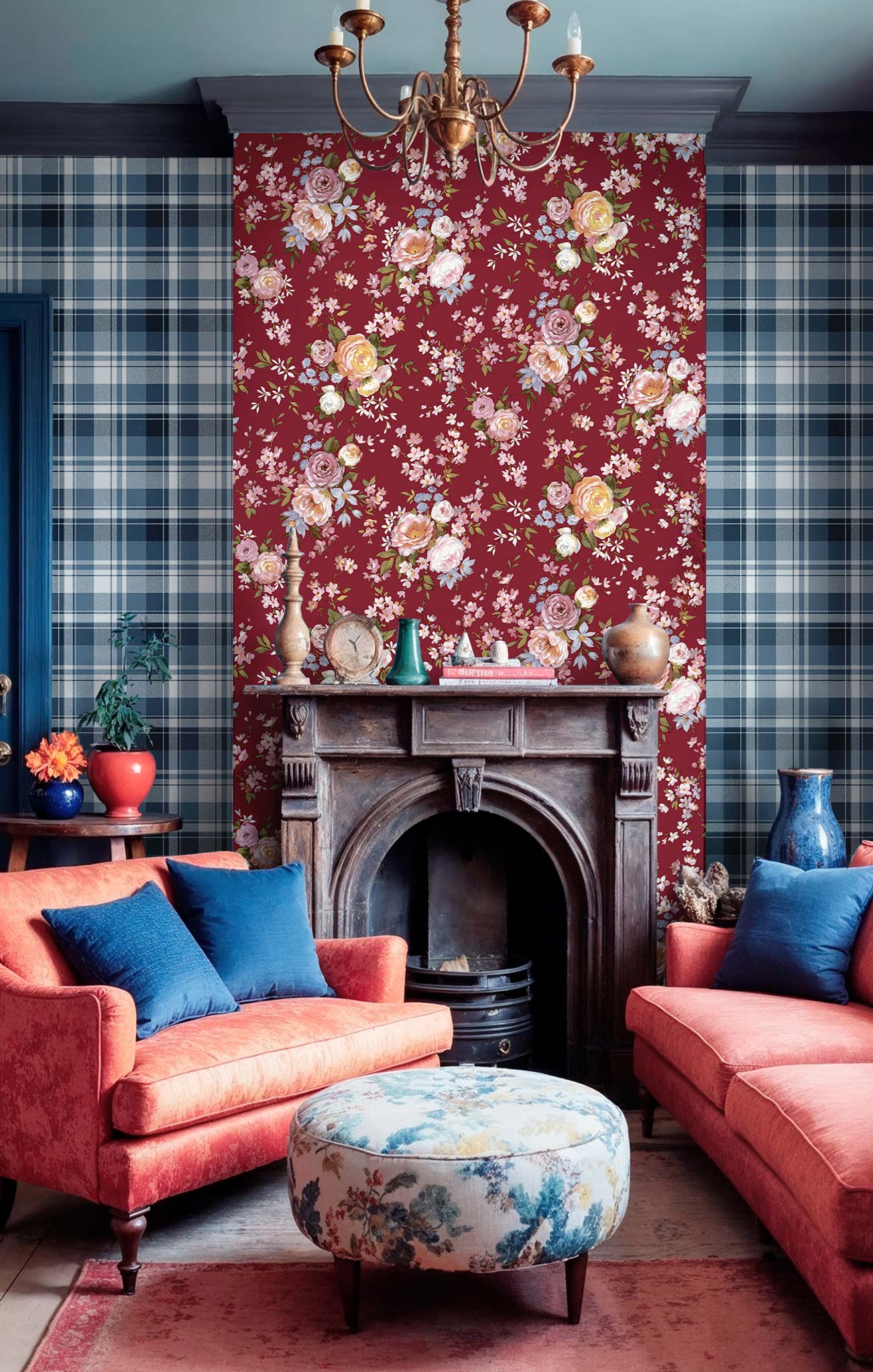 Wallpaper, red, flowers, 8312, Blooming Garden 2, Parato by Cristiana Masi