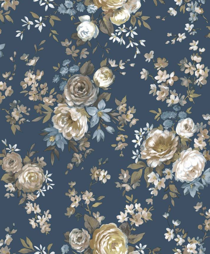 Wallpaper, blue, flowers, 8313, Blooming Garden 2, Parato by Cristiana Masi