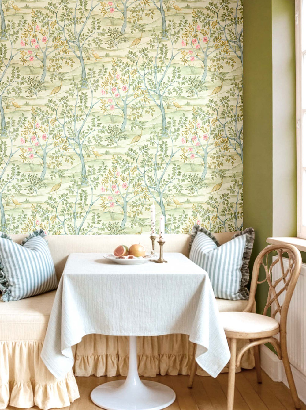 Wallpaper, green, trees, birds, 8317, Blooming Garden 2, Parato by Cristiana Masi