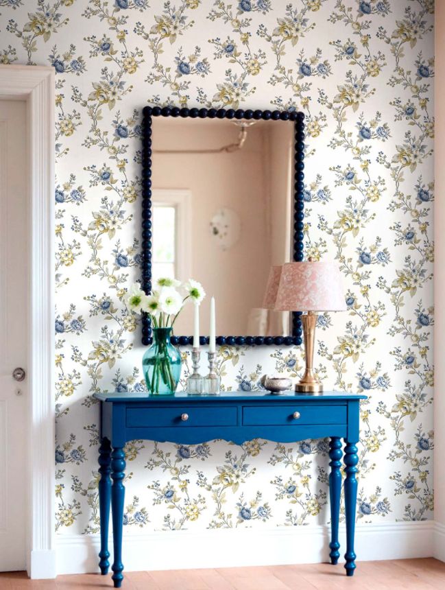 Wallpaper, blue, flowers, 8327, Blooming Garden 2, Parato by Cristiana Masi