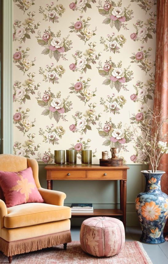Wallpaper, beige, flowers, 8330, Blooming Garden 2, Parato by Cristiana Masi