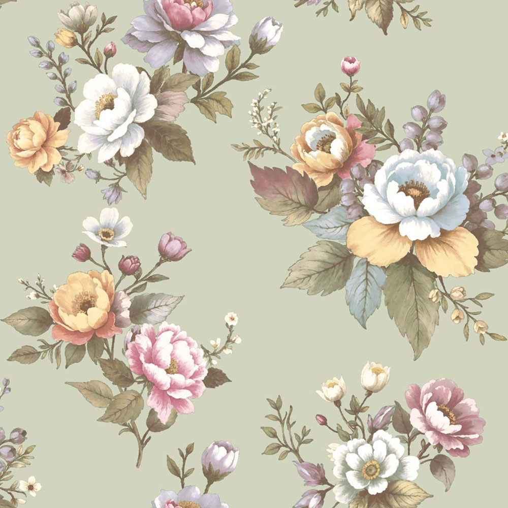 Wallpaper, green, flowers, 8331, Blooming Garden 2, Parato by Cristiana Masi