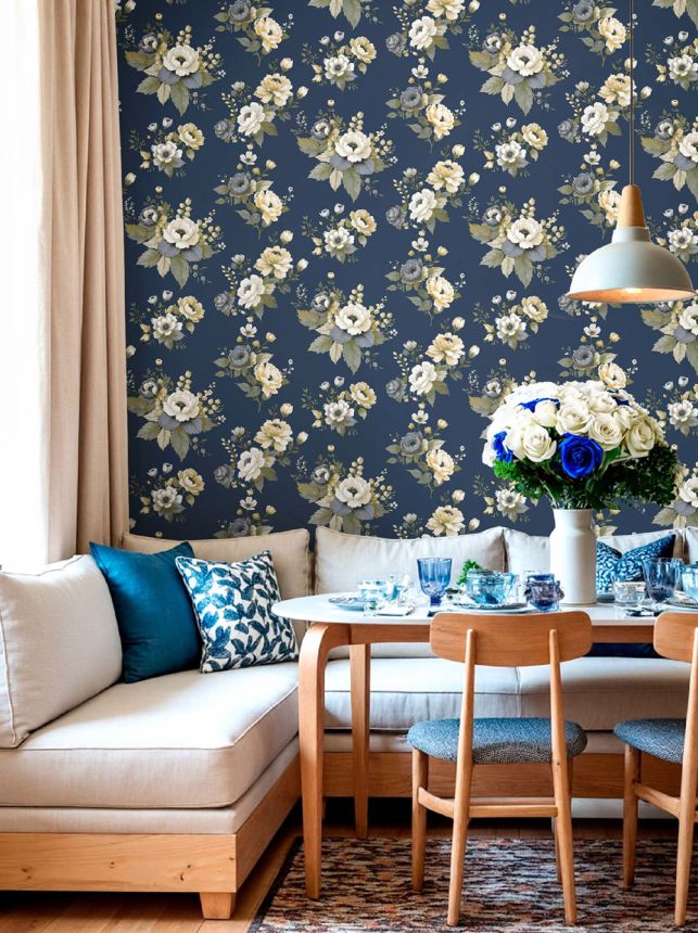 Wallpaper, blue, flowers, 8332, Blooming Garden 2, Parato by Cristiana Masi