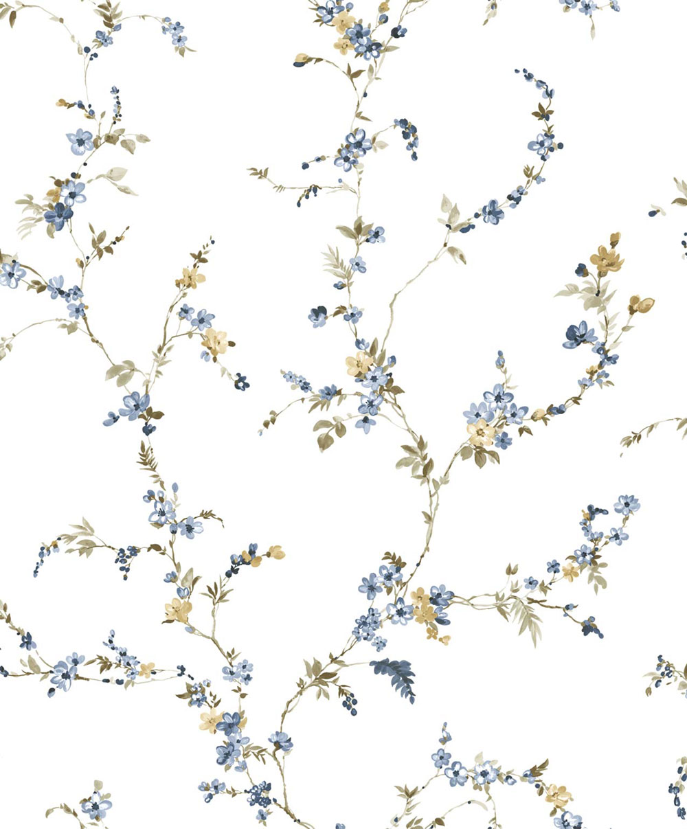 Wallpaper, blue, flowers, 8336, Blooming Garden 2, Parato by Cristiana Masi