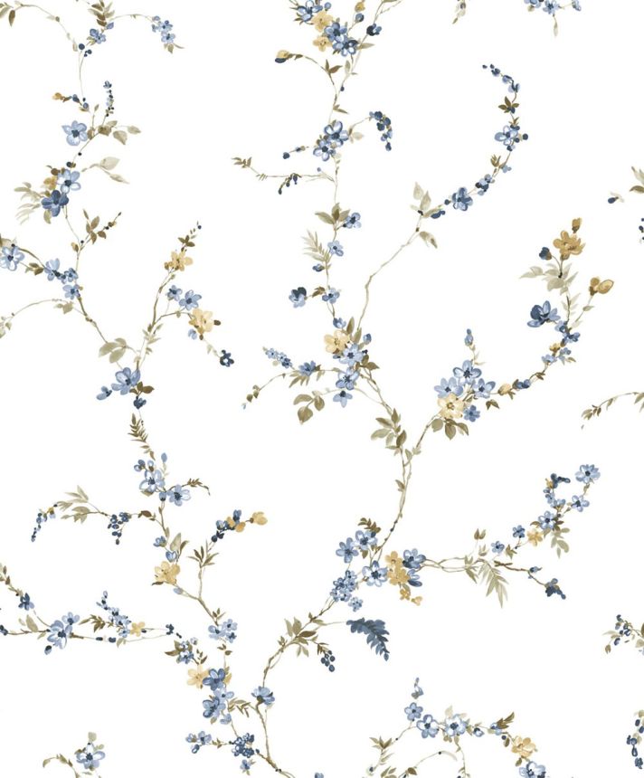 Wallpaper, blue, flowers, 8336, Blooming Garden 2, Parato by Cristiana Masi