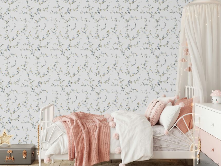 Wallpaper, blue, flowers, 8336, Blooming Garden 2, Parato by Cristiana Masi