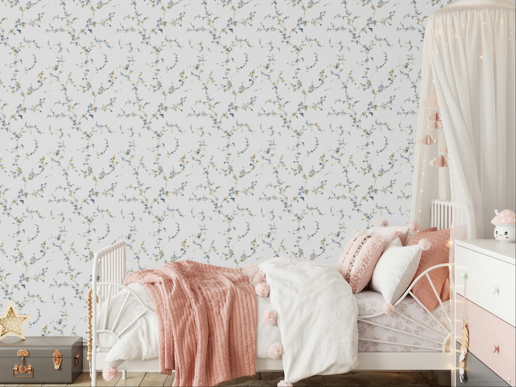 Wallpaper, blue, flowers, 8336, Blooming Garden 2, Parato by Cristiana Masi