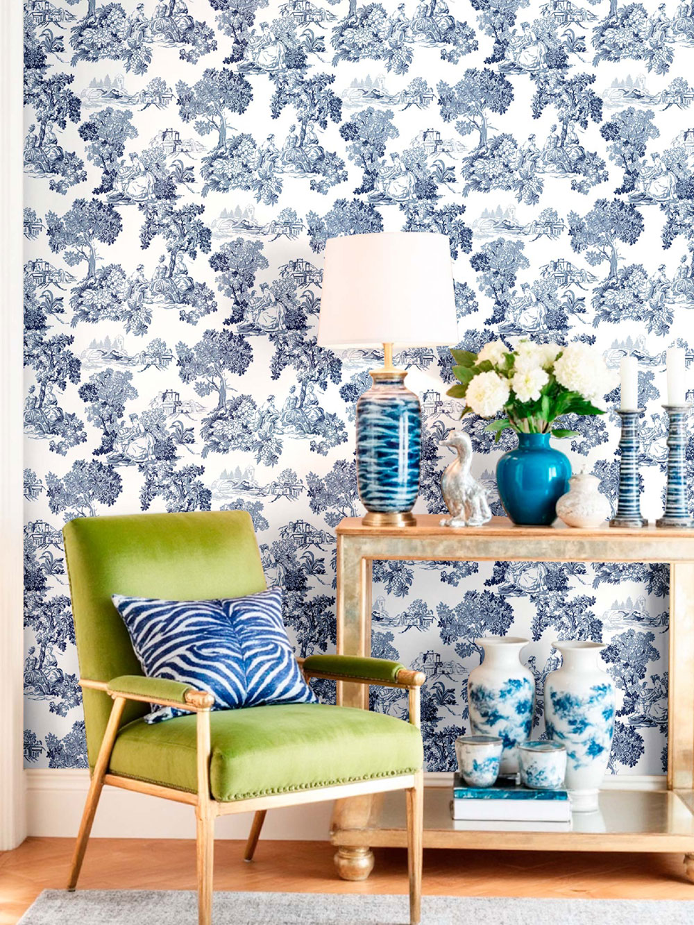 Wallpaper, blue, romantic, 8342, Blooming Garden 2, Parato by Cristiana Masi