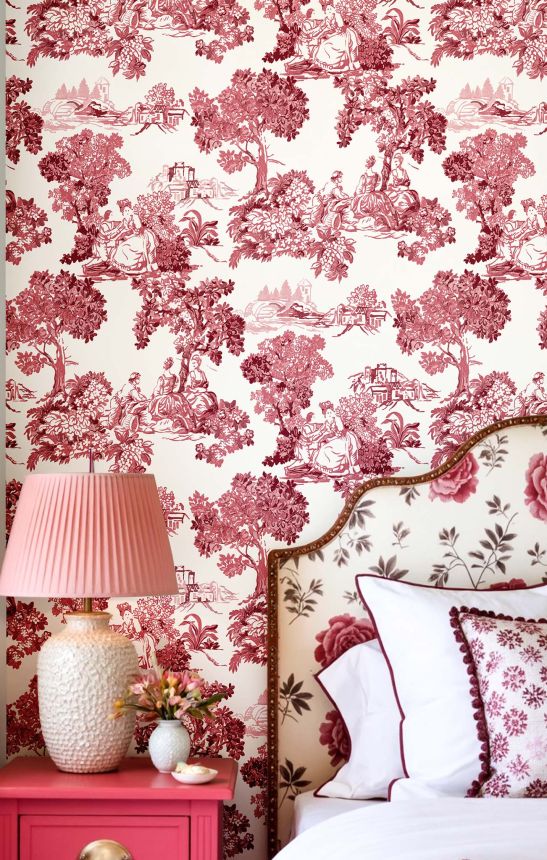 Wallpaper, red, romantic, 8343, Blooming Garden 2, Parato by Cristiana Masi