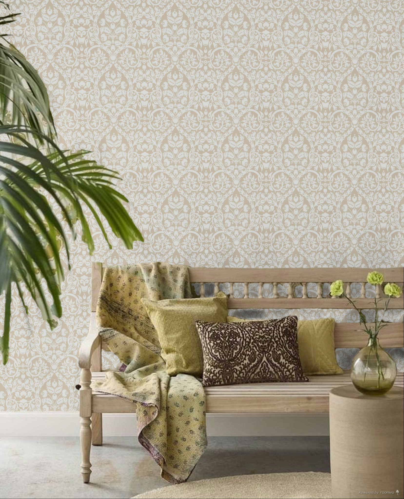 Wallpaper, beige, ornaments, 8346, Blooming Garden 2, Parato by Cristiana Masi