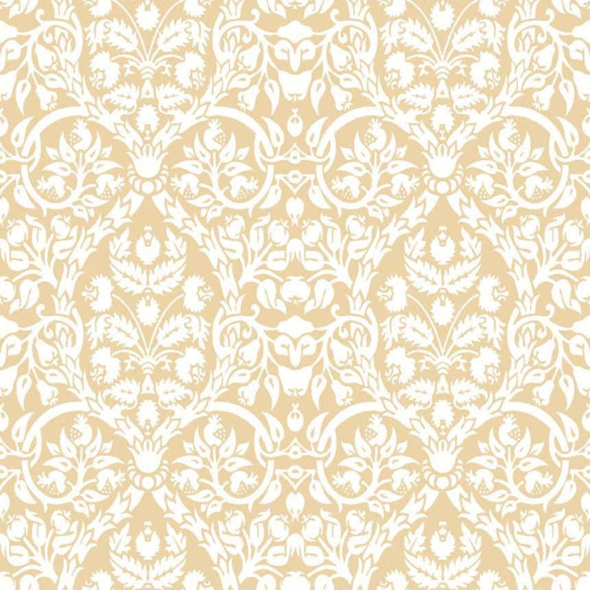 Wallpaper, ochre, ornaments, 8347, Blooming Garden 2, Parato by Cristiana Masi