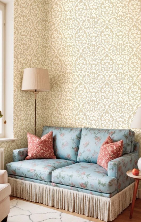 Wallpaper, ochre, ornaments, 8347, Blooming Garden 2, Parato by Cristiana Masi