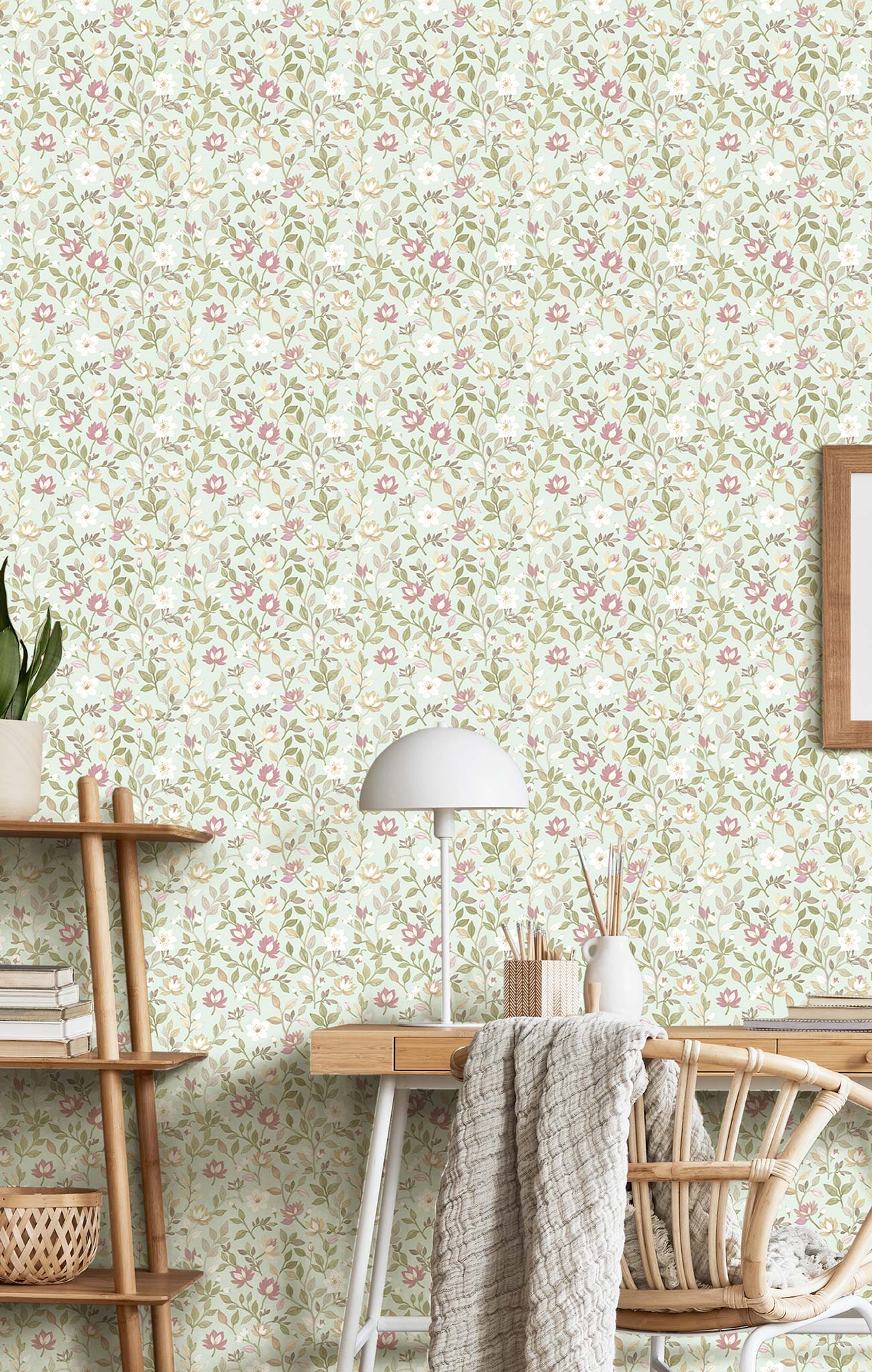 Wallpaper, green, flowers, 8352, Blooming Garden 2, Parato by Cristiana Masi