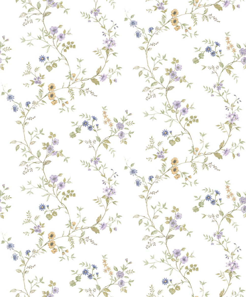 Wallpaper, blue, flowers, 8357, Blooming Garden 2, Parato by Cristiana Masi