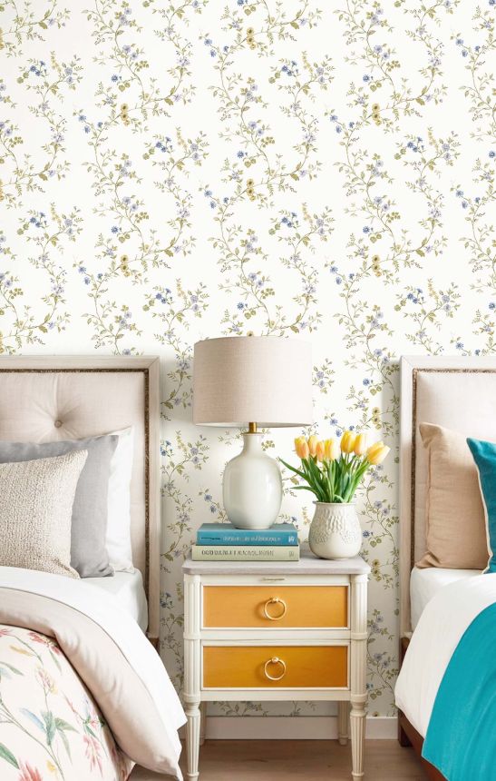 Wallpaper, blue, flowers, 8357, Blooming Garden 2, Parato by Cristiana Masi