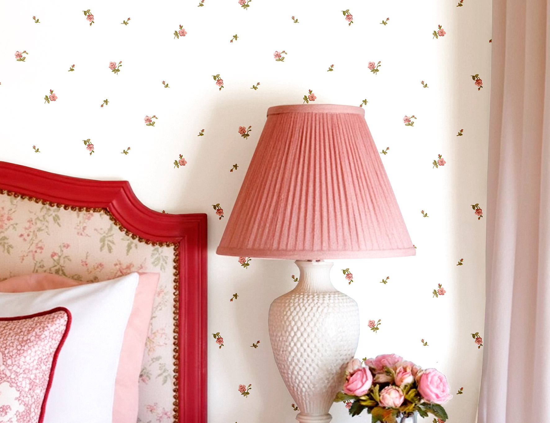 Wallpaper, green-pink, flowers, 8374, Blooming Garden 2, Parato by Cristiana Masi