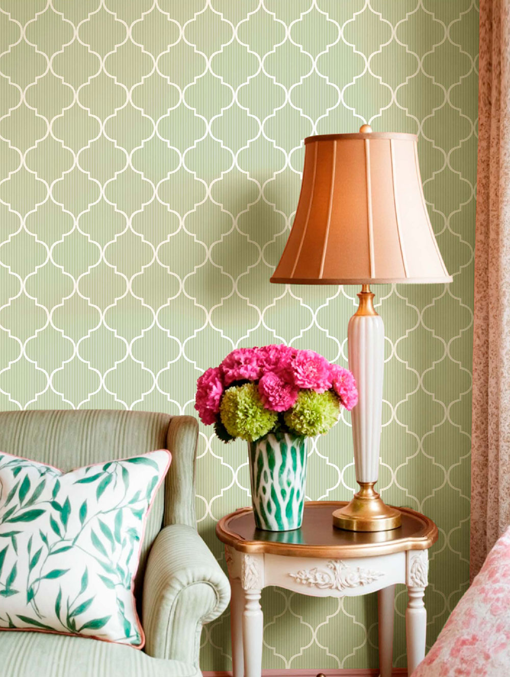 Geometric wallpaper, green, 8378, Blooming Garden 2, Parato by Cristiana Masi